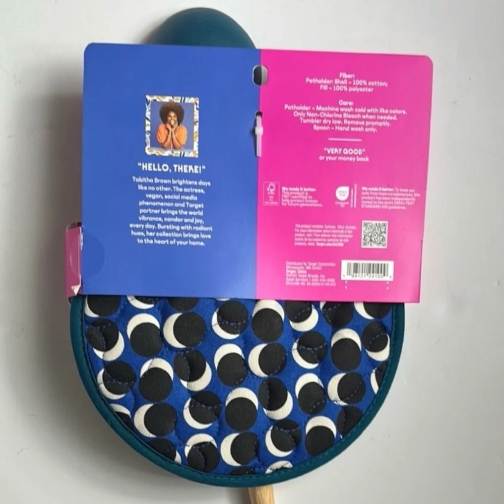 Tabitha Brown Limited Edition Teal Spoon & Polka Dot Potholder Set